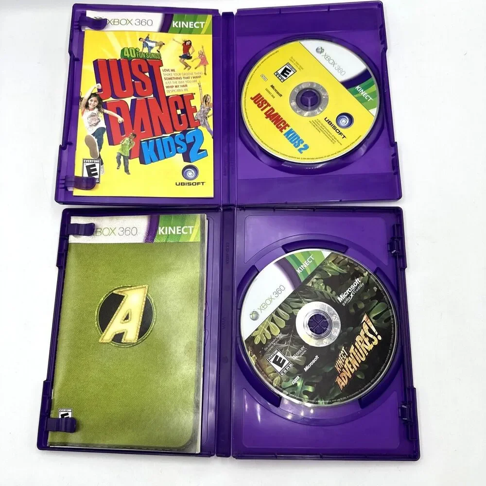 Lot of 2 XBOX 360 Kinect games Kinect Adventures! & Just Dance Kids 2